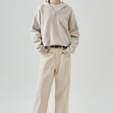 Slouchy V-Neck Hooded Sweater