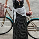 Polka Dot Lace Trim Cami Maxi Dress