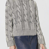 Vintage Cable Knit Off-Shoulder Sweater