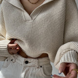 Long Sleeve Collar Knit Sweater