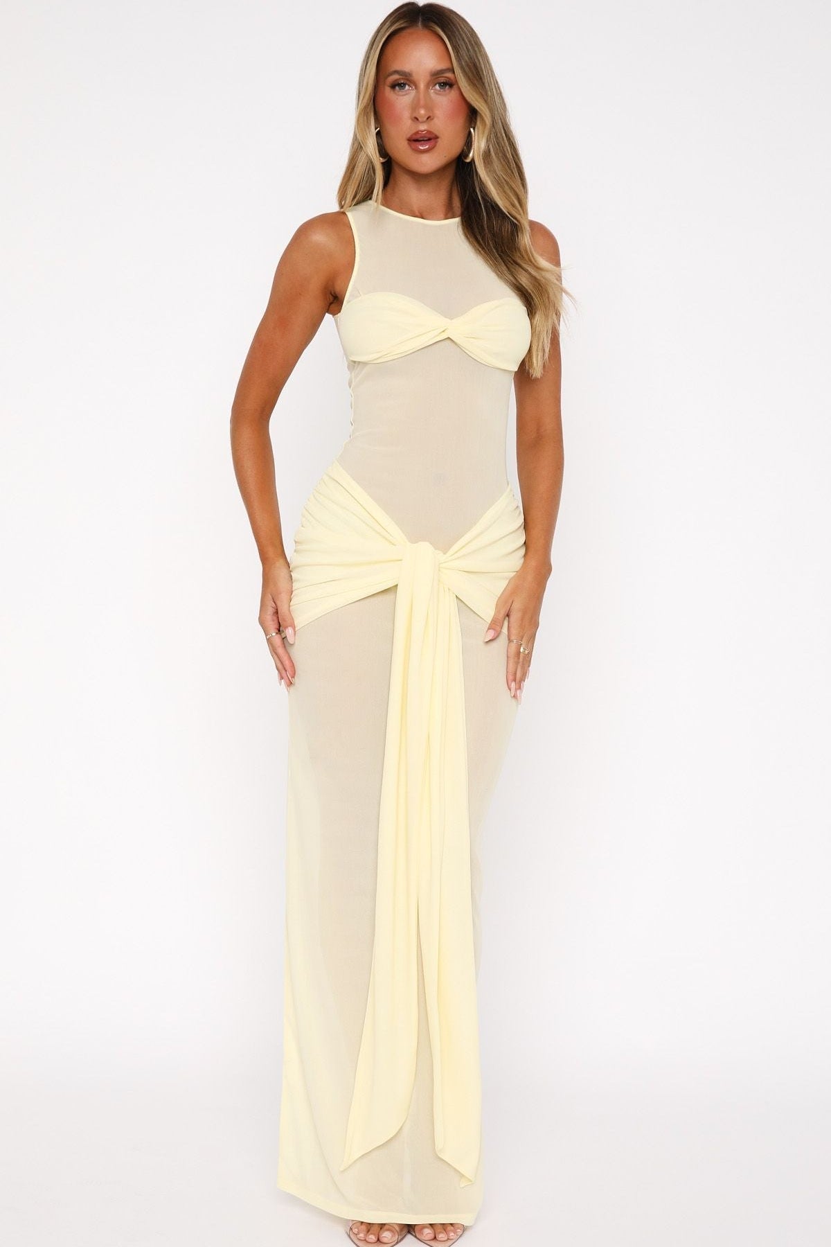 Honeymoon Heart Maxi Dress Lemon
