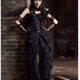 New Women Retro Victorian Lace Up SteamGothic Goth Long Ruffle Dress Skirt