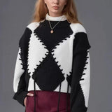 Rope Tie Color Block Knit Sweater