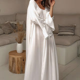 Solid Loose Slouchy Flared Hem Maxi Dress