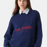 Embroidery Knit Slouchy Pullover Blouse