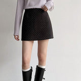Polka Dot Wool A-Line Skirt