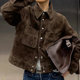 Single-Breasted Suede Jacket