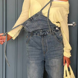 Vintage Washed Wide-Leg Overall Jeans