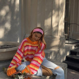 Striped Knit Pullover Sweater