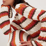 Calista Weaved Zigzag Backless Maxi Knit Dress