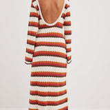 Calista Weaved Zigzag Backless Maxi Knit Dress