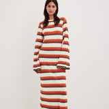 Calista Weaved Zigzag Backless Maxi Knit Dress