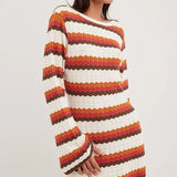 Calista Weaved Zigzag Backless Maxi Knit Dress