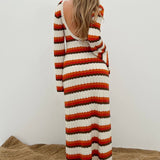 Calista Weaved Zigzag Backless Maxi Knit Dress