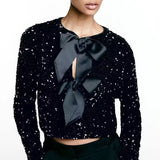 Cara Bow-tie Sequins Coat