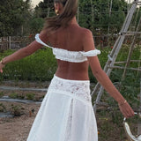 Solid Cutout Waist Bikini Cover Up Beach Skirt Set