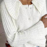 Fashionable Polo Bell Sleeve Sweater