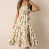 Sleeveless Halter Empire Waist Floral Dress