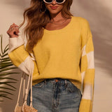 Colorblock Print Knit Sweater