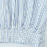 Striped Long Sleeve Shirt High Waist Tie Mini Skirt Set