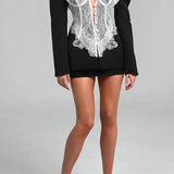 Slim High Waist Lace Blazer