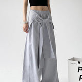 Striped Casual Tie Waist Wide Leg Pants
