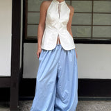 Cotton Lantern Wide Leg Pants