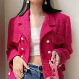 Tweed Double-Breasted Slim Blazer