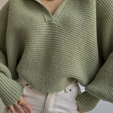 Long Sleeve Collar Knit Sweater