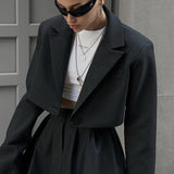 Mini Skirt with Lapel Blazer Two Piece Set