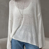 Casual Hollow Knit Pullover Sweater