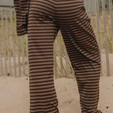Stripe Crewneck Drawstring Two Piece Set
