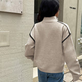 Casual Zip Front Long Sleeve Sweater