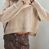 Cropped Butterfly Pattern Sweater