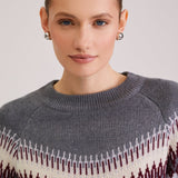 Patchwork Crew Neck Knit Sweater