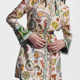 Exquisite And Fashionable Printed Trumpet Sleeve Mini Dress