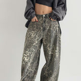 Vintage Leopard High Waist Wide Leg Pants