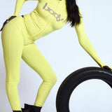 Contrast Letter Vneck Slim Two Piece Set