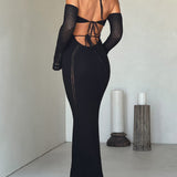 Sexy Backless Suspender Slim Hollow Long Sleeve Dress