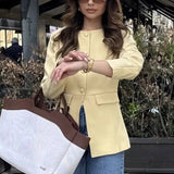 Slim O-Neck Long Jacket