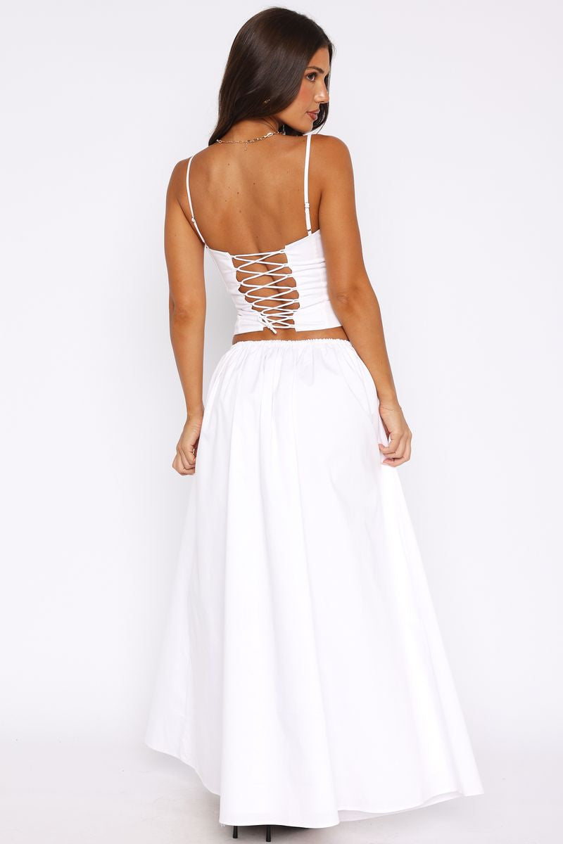 I'm Too Shy Maxi Skirt White