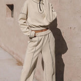 Chic Athleisure Stand Collar Sweatshirt Elastic Jogger Two Piece Set