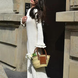 Clara Ruffle Long Sleeve Knit Maxi Dress