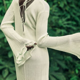 Clara Ruffle Long Sleeve Knit Maxi Dress