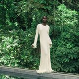 Clara Ruffle Long Sleeve Knit Maxi Dress