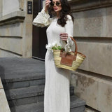 Clara Ruffle Long Sleeve Knit Maxi Dress