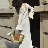 Clara Ruffle Long Sleeve Knit Maxi Dress