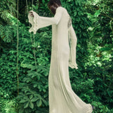 Clara Ruffle Long Sleeve Knit Maxi Dress