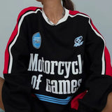 Collegiate Color-Blocked Long Sleeve Crew Neck Relaxed Sweatshirt