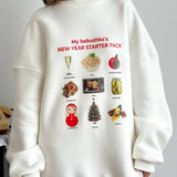 Crew Neck Cartoon Print Fleece Lined Sweatshirt